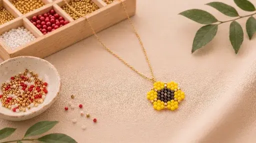 pingente flor de miçangas